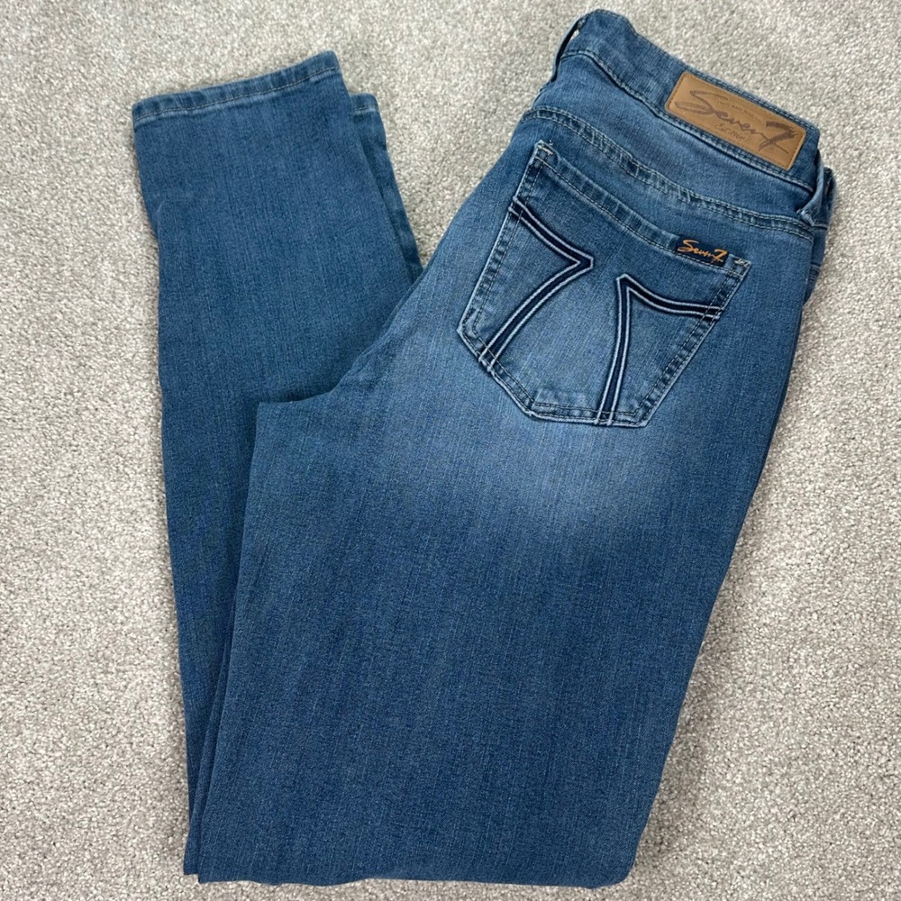 Seven7 Est 1969 Denim Jeans Womens Size 10 Skinny Fit Dark Wash Casual